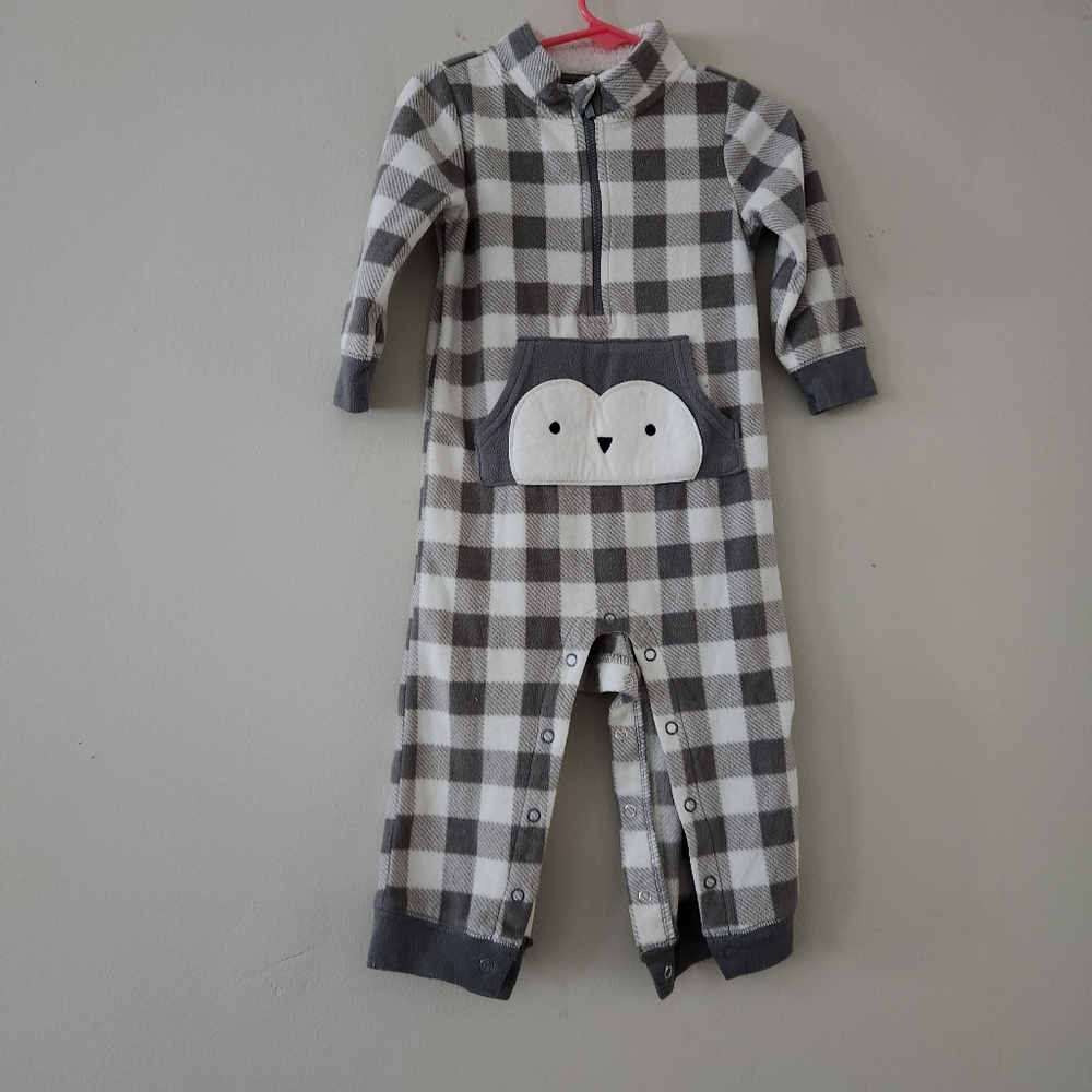 Just One You Carters Gray Checkered Pj One Piece Longsleeve Pajamas Baby 18M